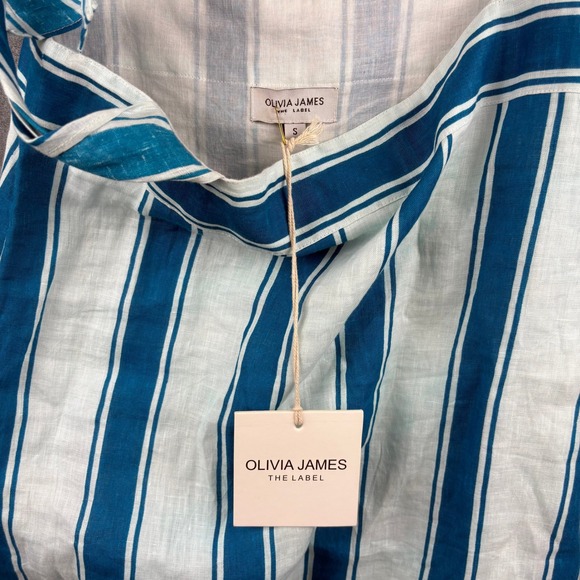 Olivia James The Label Blue White Striped Bow Strap Midi/Maxi Cotton Dress S NWT - Picture 4 of 13